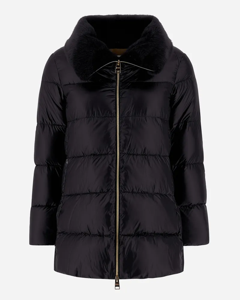 Herno A Form Jacke Aus Nylon Ultralight Und New Lady Faux Fur Schwarz