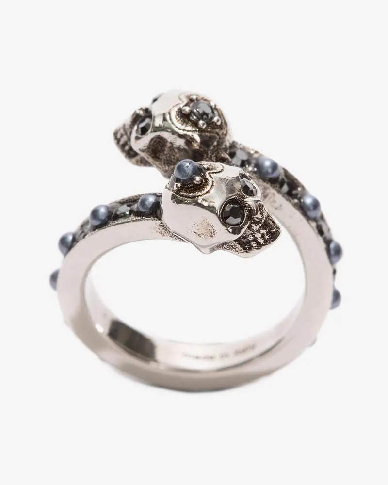 Alexander McQueen Wickelring Mit Skull Antiksilber