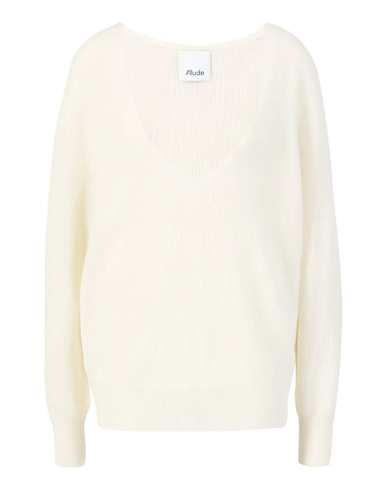 ALLUDE Woll Cashmere Pullover CréMe Weiß