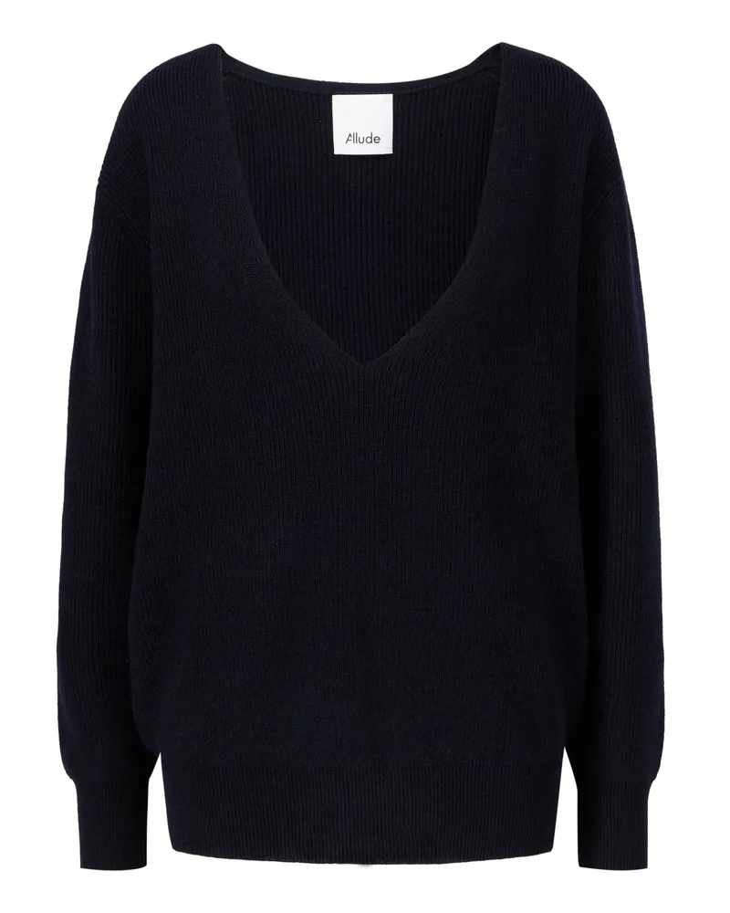 ALLUDE Woll Cashmere Pullover Marineblau Blau