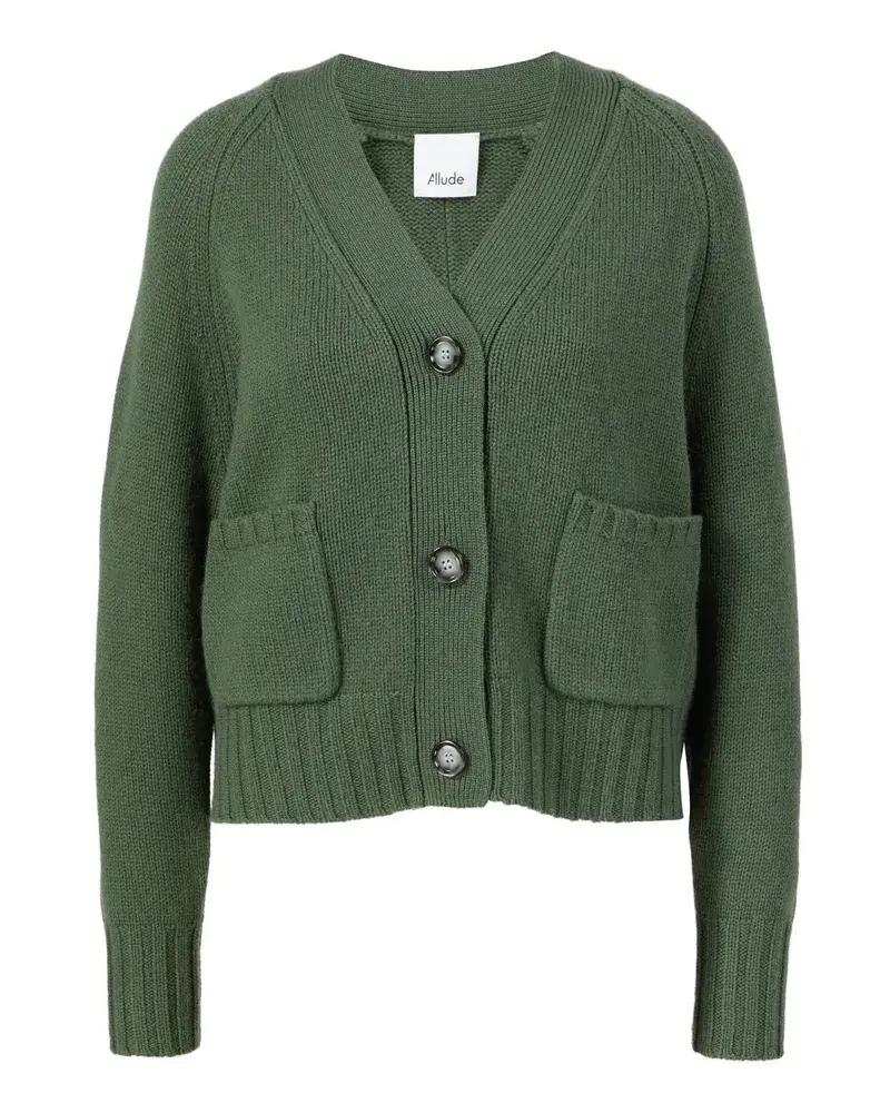 ALLUDE Woll Cashmere Strickjacke DunkelgrüN GrüN