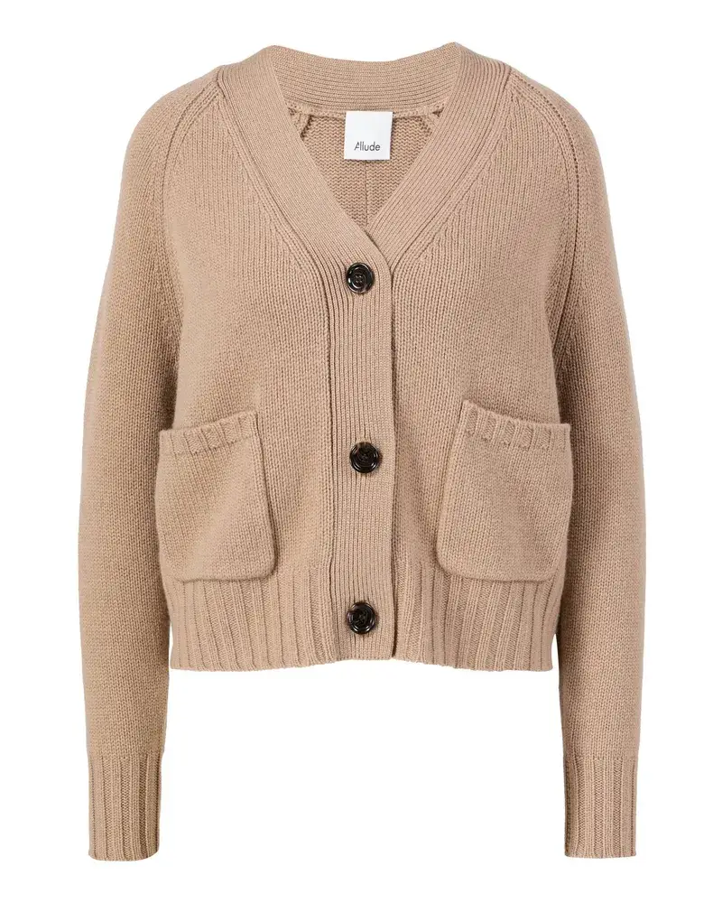ALLUDE Woll Cashmere Strickjacke Mittelbraun Braun