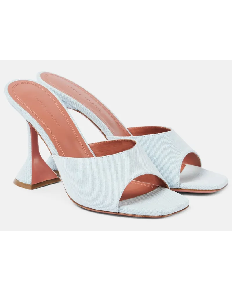 Amina Muaddi Pantoletten Lupita 95 Aus Denim Blau