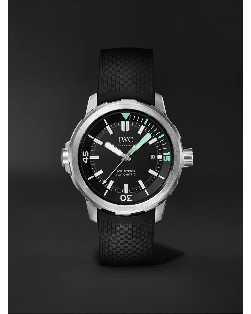 IWC Aquatimer 42 Mm Uhr Aus Edelstahl Mit Automatischem Aufzug Und Kautschukarmband Ref. Nr.: Iw328802 Schwarz