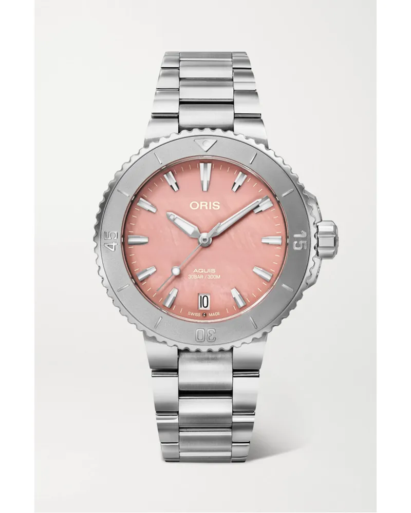ORIS Aquis Date Automatic 365 Mm Uhr Aus Edelstahl Und Perlmutt Rot
