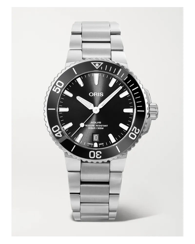 ORIS Aquis Date Automatic 395 Mm Uhr Aus Edelstahl Schwarz