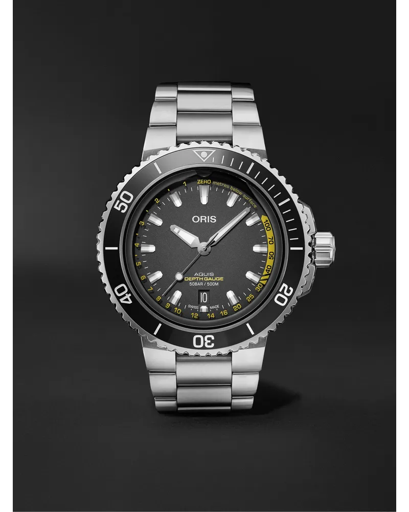 ORIS Aquis Depth Gauge 458 Mm Uhr Aus Edelstahl Mit Automatischem Aufzug Ref. Nr.: 01 733 7755 4154 Set Mb Schwarz