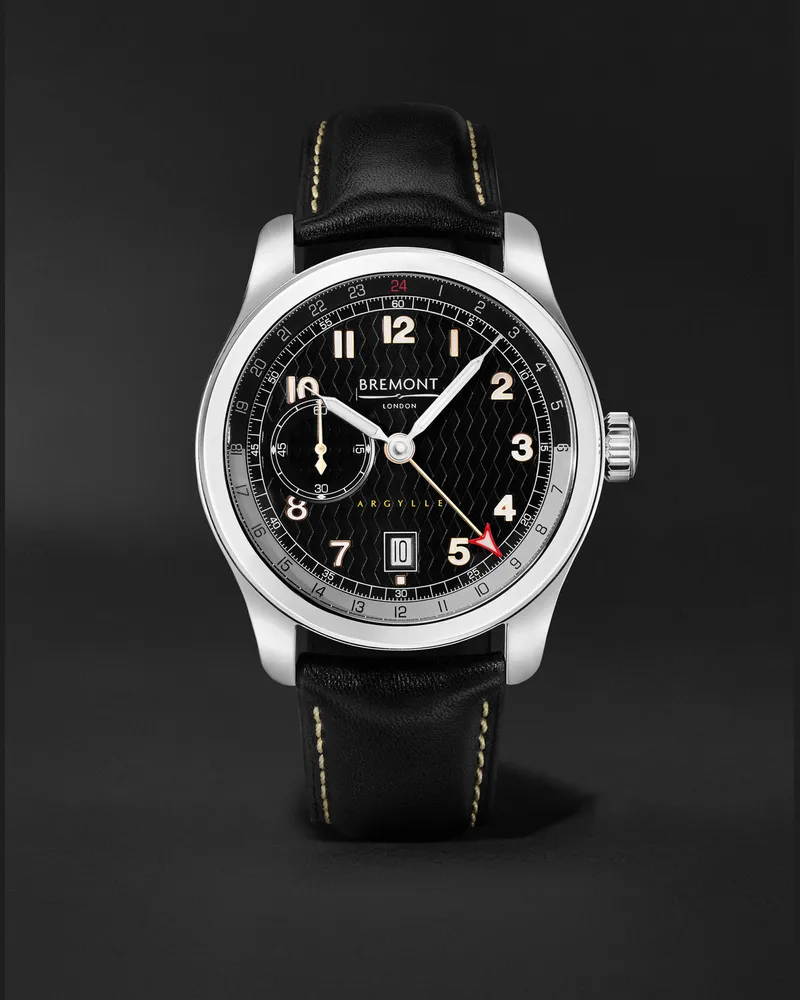 Bremont Argylle Gmt 43 Mm Uhr Aus Edelstahl Mit Dlc Beschichtung Automatischem Aufzug Und Lederarmband In Limitierter Auflage Ref. Nr.: Solo43 L S Schwarz