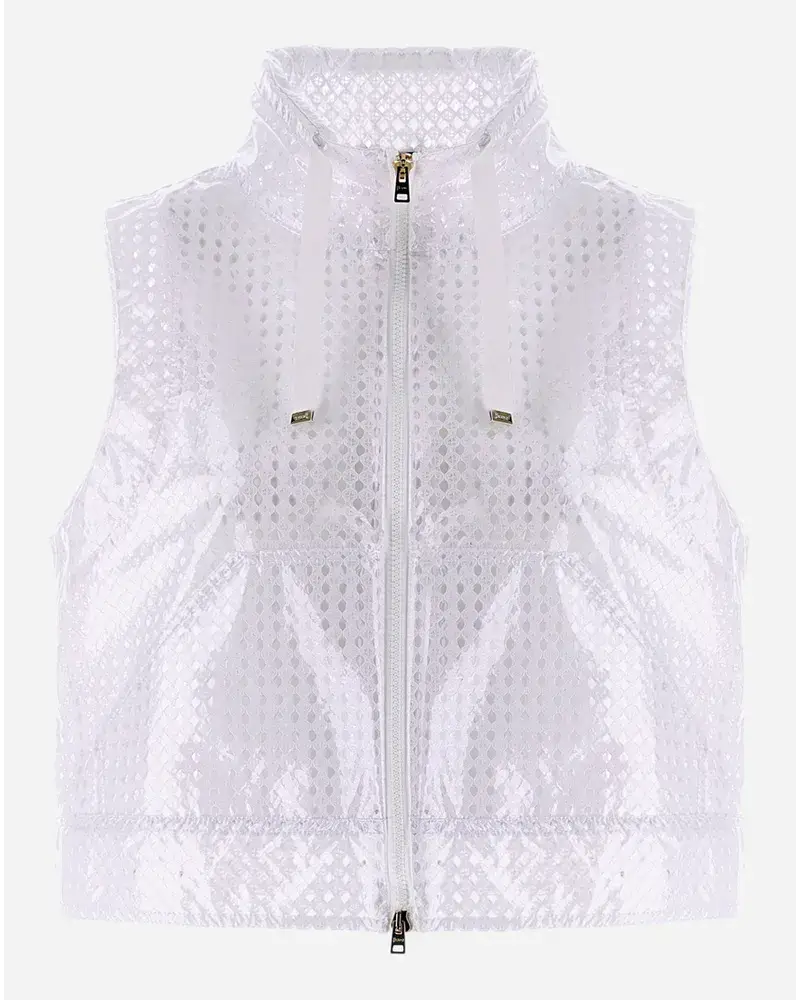 Herno äRmellose Coated Lace Und Grosgrain Jacke Weiß