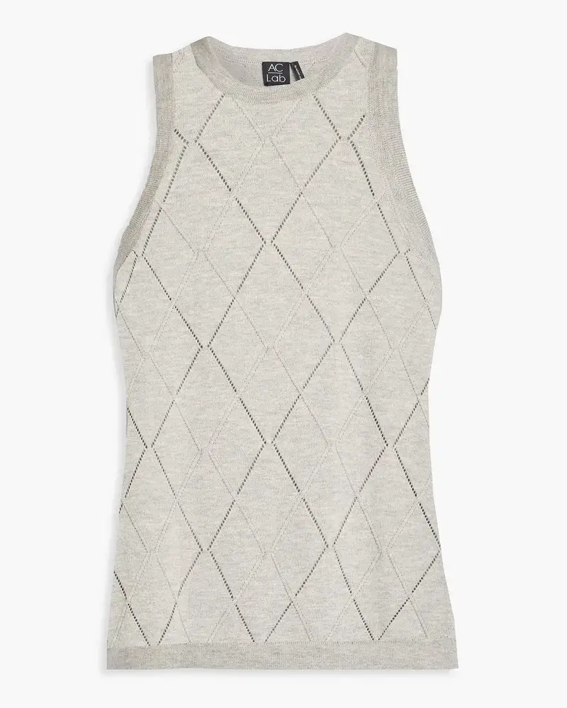 Autumn Cashmere Pointelle Knit Cotton Top Grau