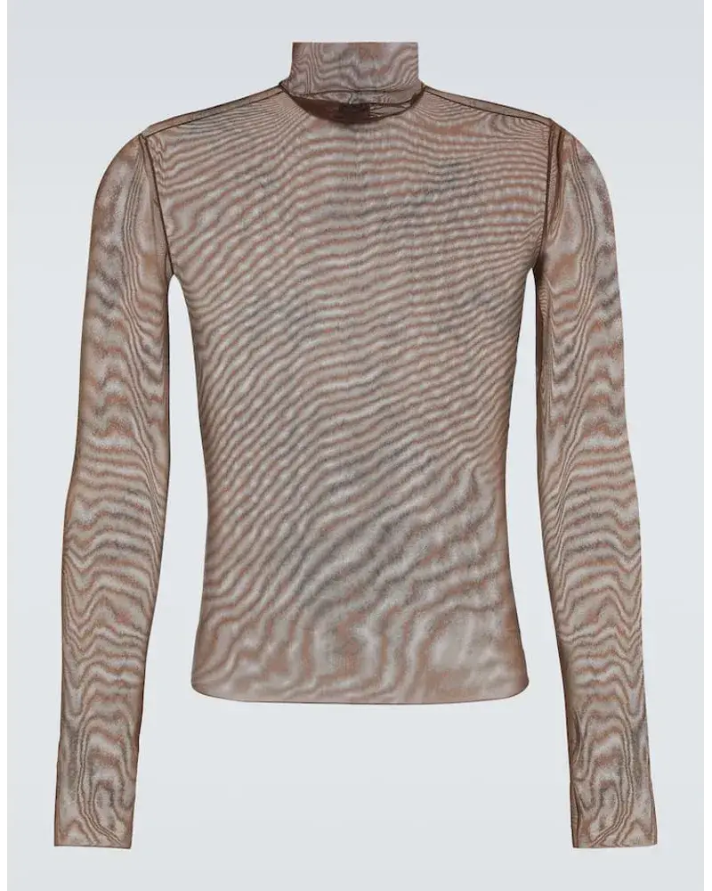 Balenciaga Top Aus Mesh Braun
