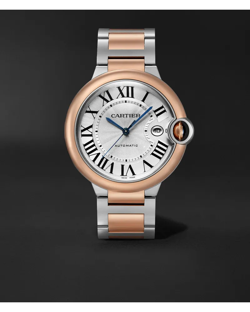 Cartier Ballon Bleu De 42 Mm Uhr Aus Edelstahl Und 18 Karat RoséGold Mit Automatischem Aufzug Ref. Nr.: W2bb0034 Weiß