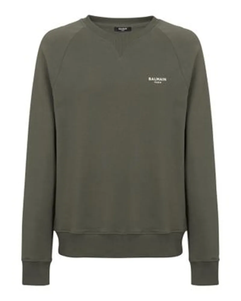 Balmain Beflocktes Sweatshirt Balmain Paris Green