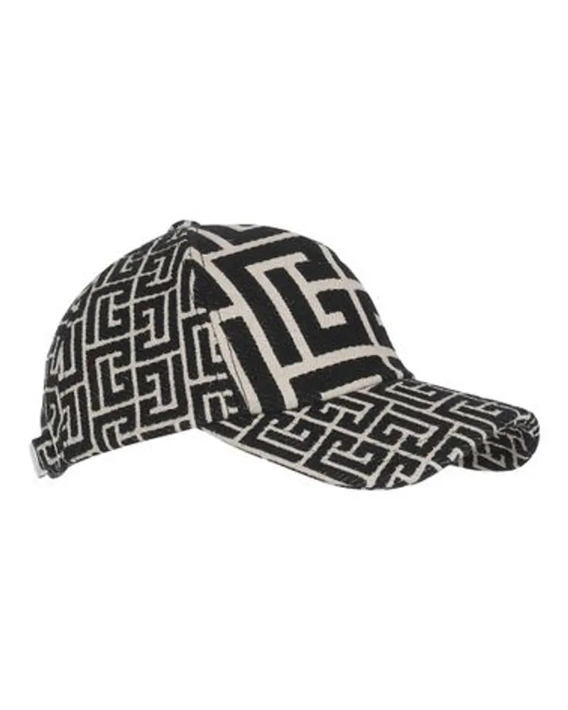 Balmain Kappe Mit Monogramm Muster Black