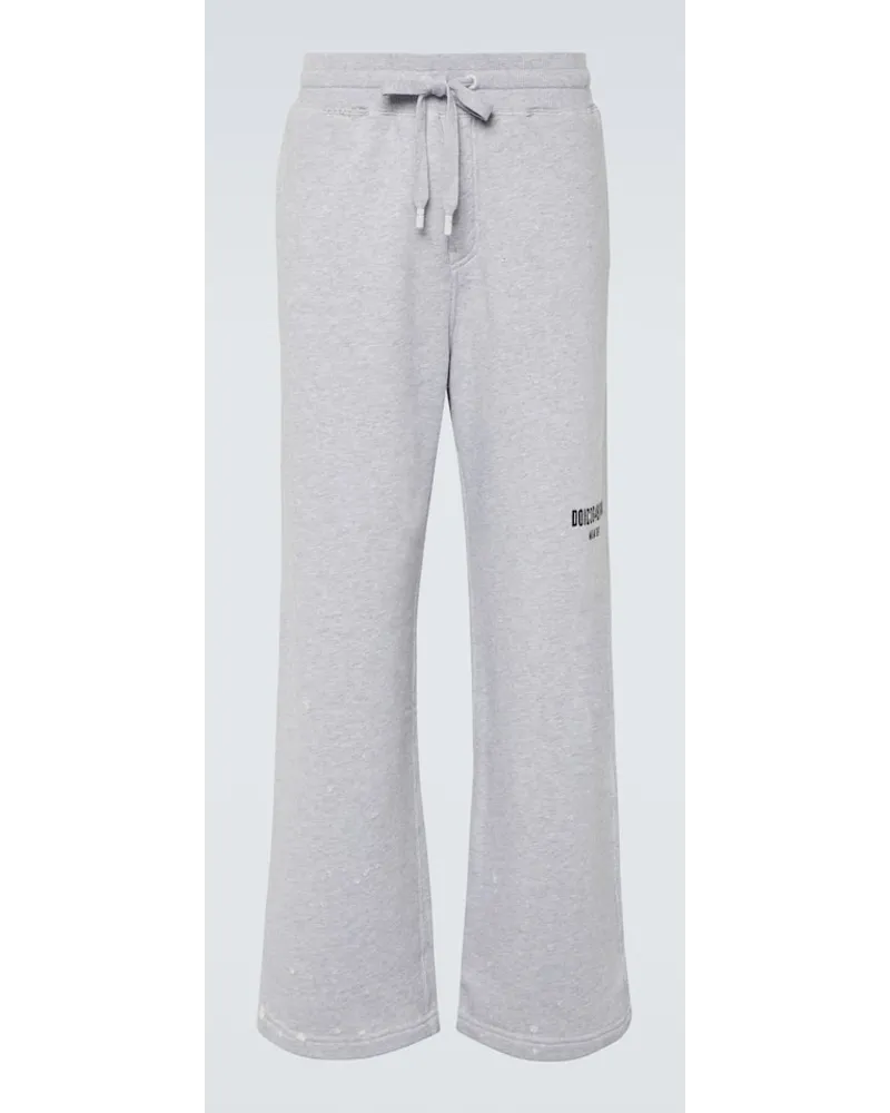 Dolce & Gabbana Bedruckte Jogginghose Aus Baumwolle Grau