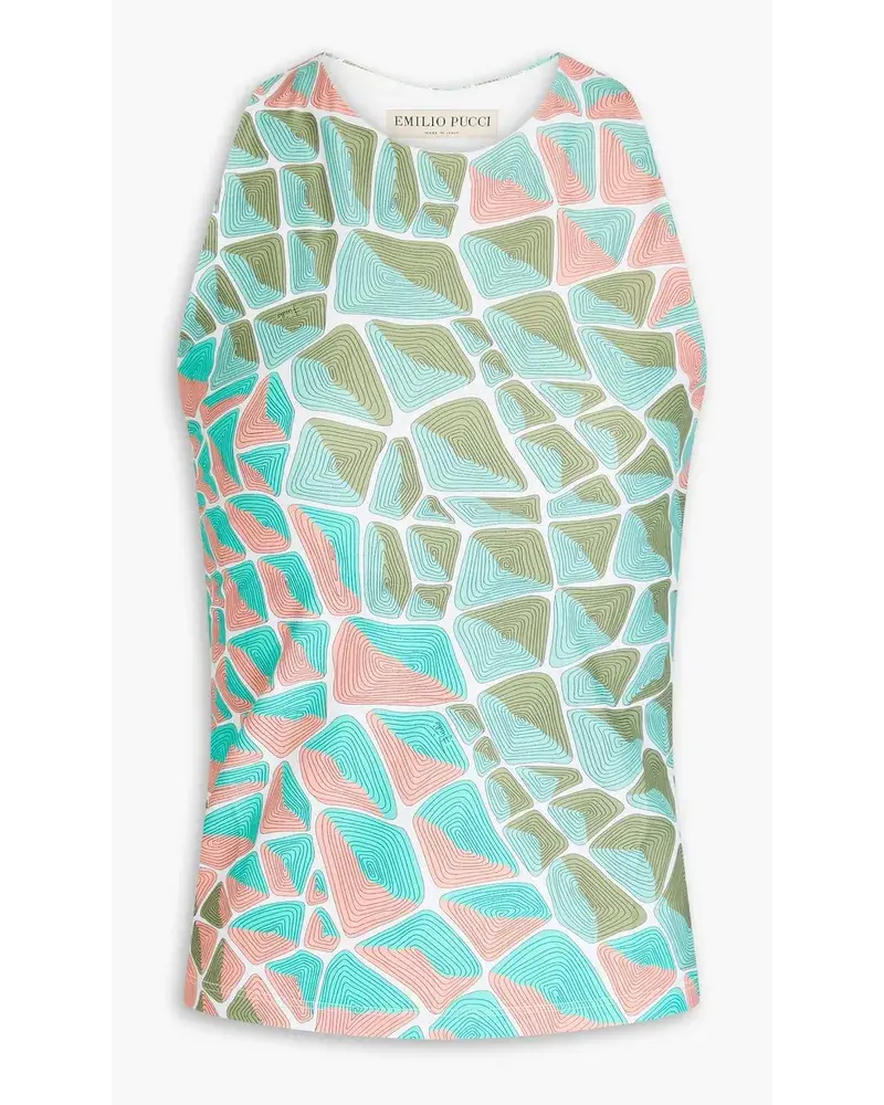 Emilio Pucci Bedrucktes Oberteil Aus Stretch Jersey GrüN