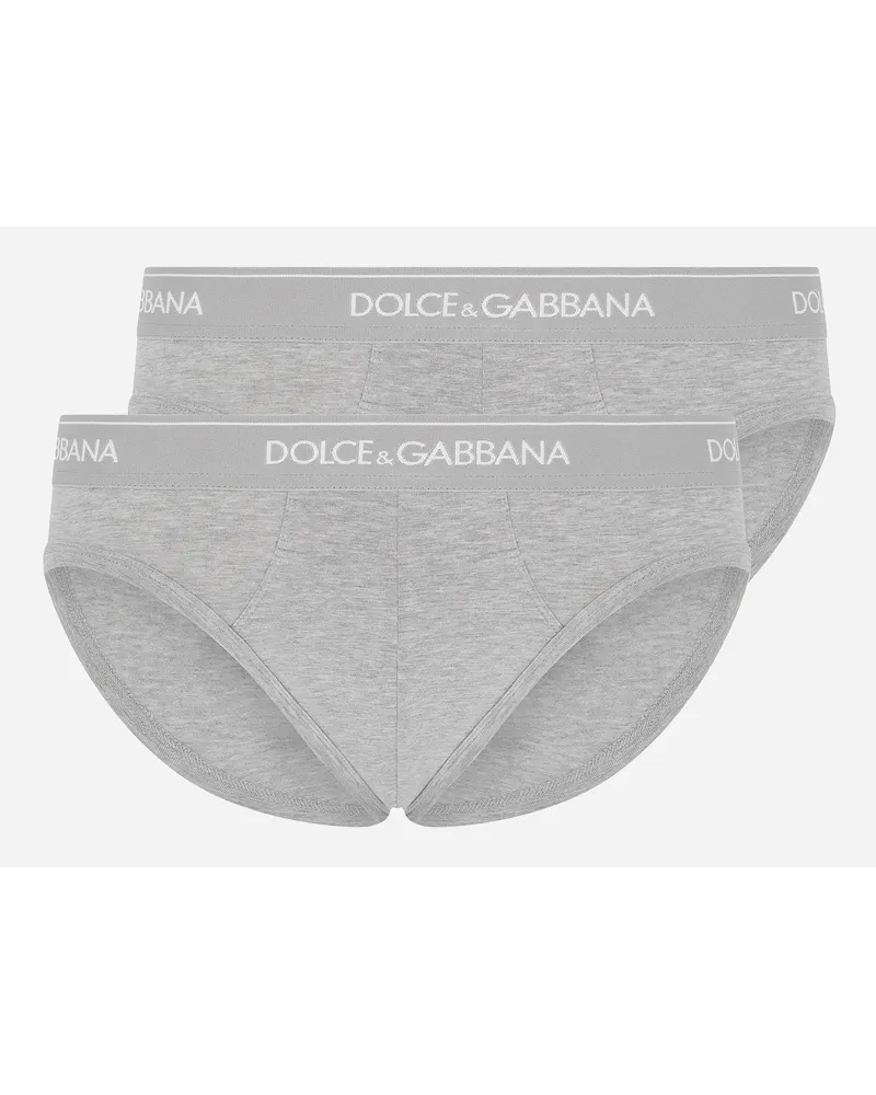 Dolce & Gabbana Bi Pack Midi Slip Baumwollstretch Grau