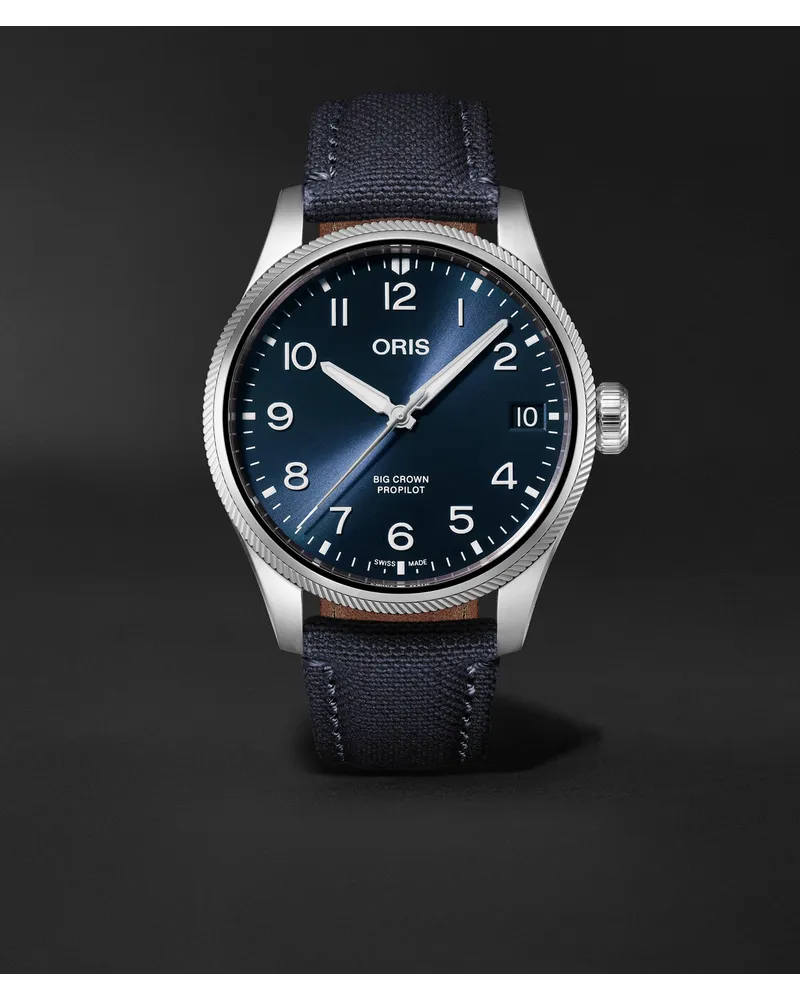 ORIS Big Crown Propilot Date Automatic 41 Mm Uhr Aus Edelstahl Mit Canvasarmband Ref. Nr. 01 751 7761 4065 07 3 20 05lc Schwarz