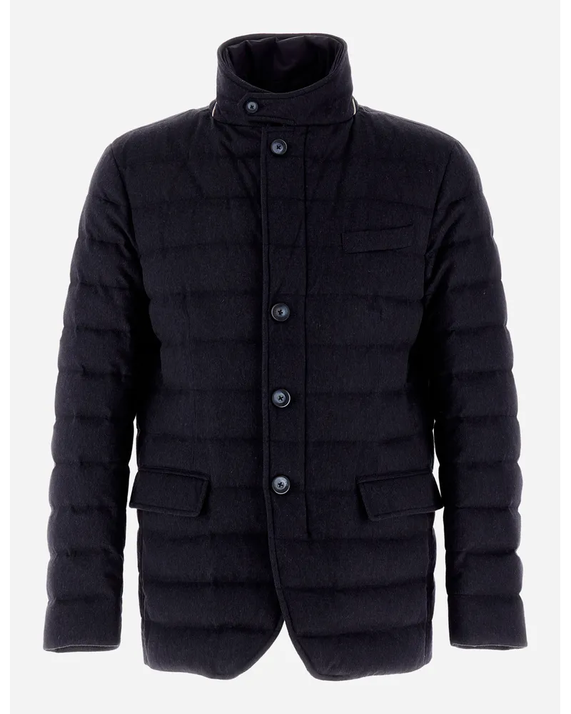 Herno Blazer Resort Aus Kaschmir Seide Und Ecoage Marineblau