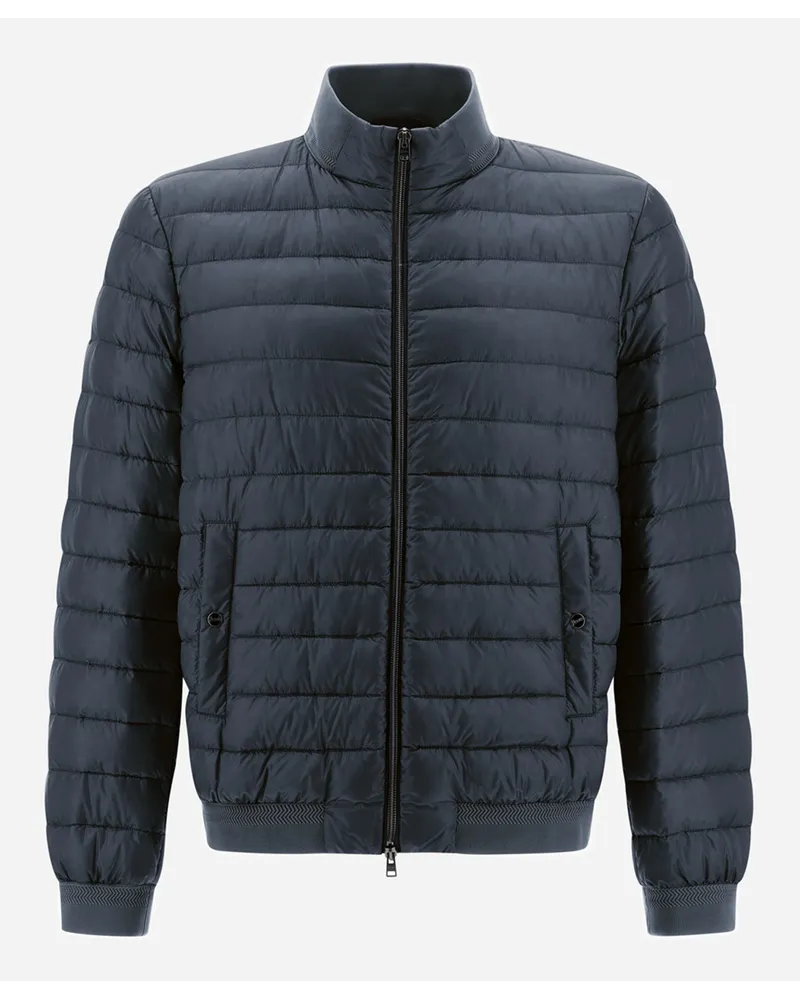 Herno Bomberjacke Aus Nylon Ultralight Und Strick Marineblau