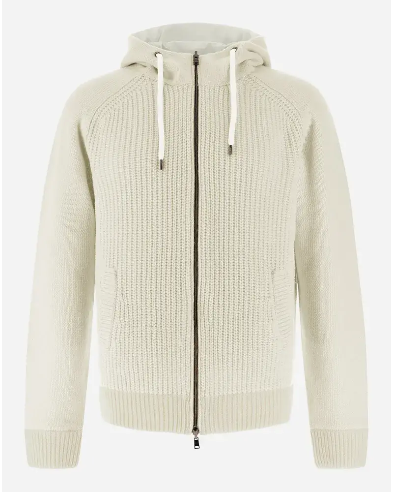 Herno Bomberjacke Resort Aus Infinity Mix Knit Und Rev Ponente Cremefarben