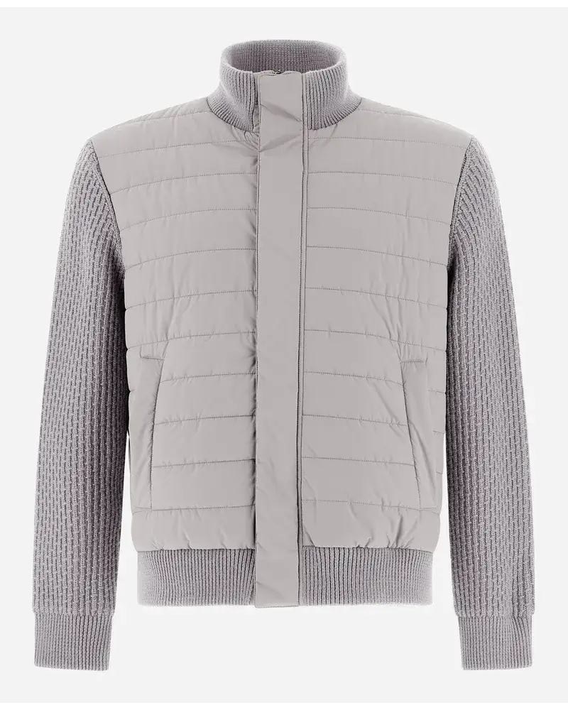 Herno Bomberjacke Resort Aus Light Nylon Stretch Und Knit Hellgrau