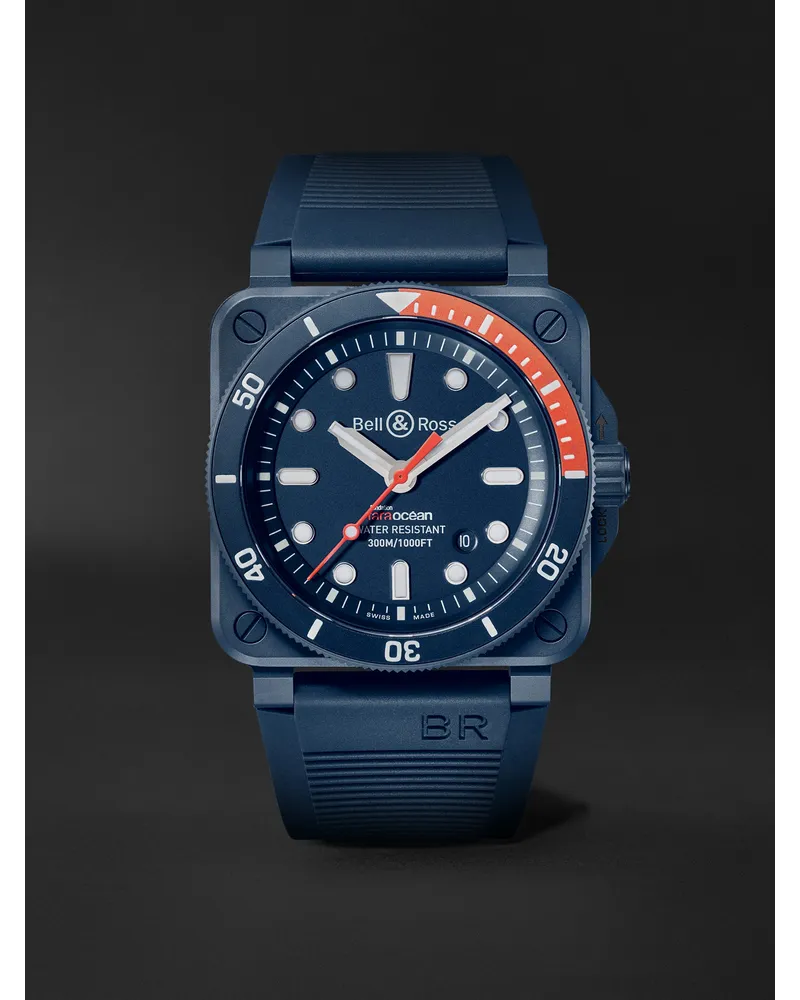 Bell & Ross Br 03 92 Diver Tara 42 Mm Uhr Aus Keramik Mit Automatischem Aufzug Und Kautschukarmband In Limitierter Auflage Ref. Nr.: Br0392 D Tr Ce/Srb Blau