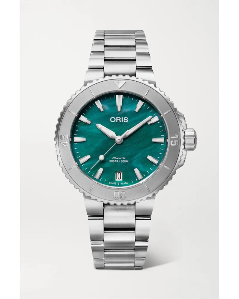 ORIS Bracenet Aquis Date Automatic 365 Mm Uhr Aus Edelstahl GrüN