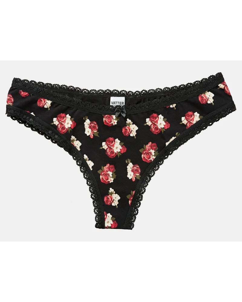 Vatter Brazilian Slip "Little Lucy" Large Flowers Schwarz