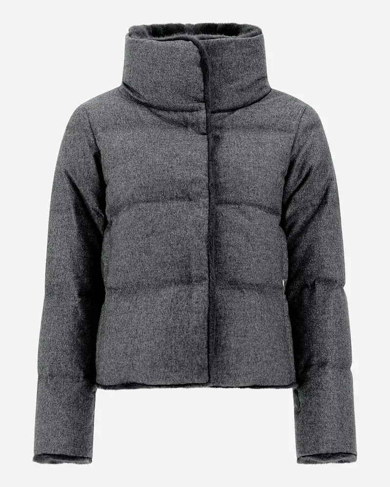 Herno Cape Aus Cashmere Seide Und New Lady Faux Fur Grau