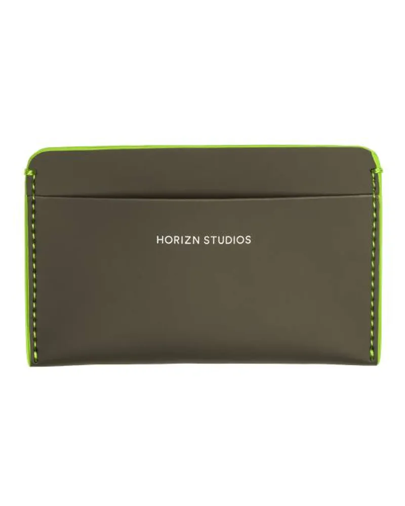 HORIZN STUDIOS Card Holders | Cardholder In Dark Olive / Neon Green
