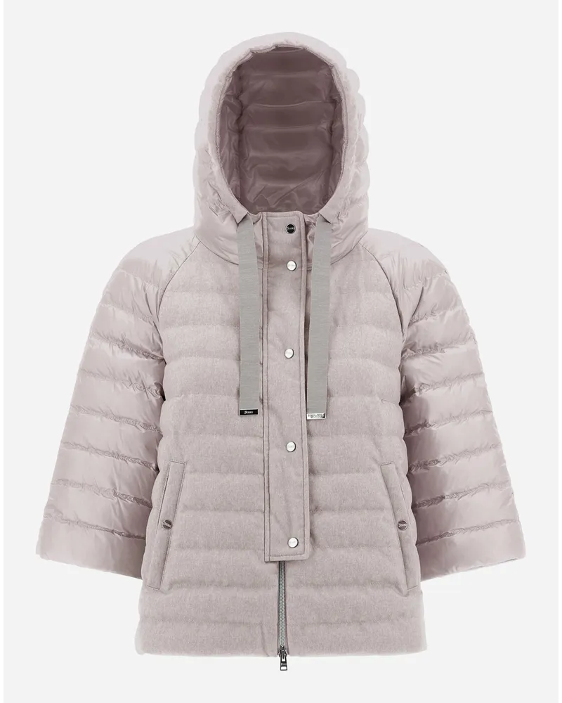 Herno Cashmere Silk Und Nylon Ultralight Jacke In A Form Perlgrau