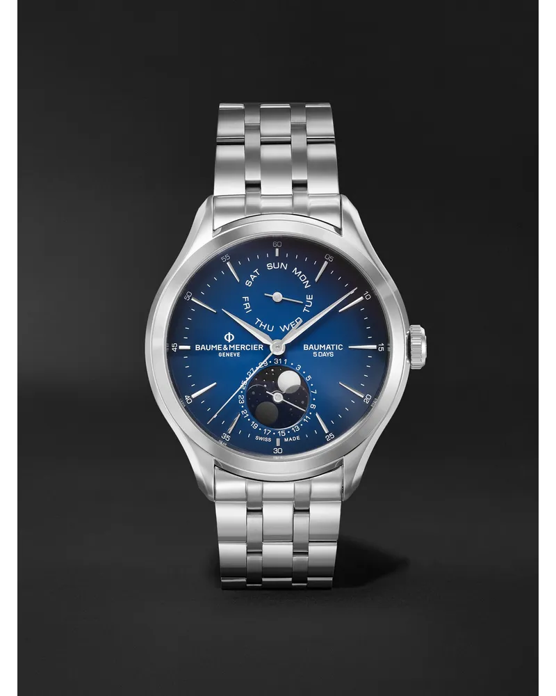 Baume & Mercier Clifton Automatic Moon Phase 42 Mm Uhr Aus Edelstahl Ref. Nr.: M0a10725 Blau