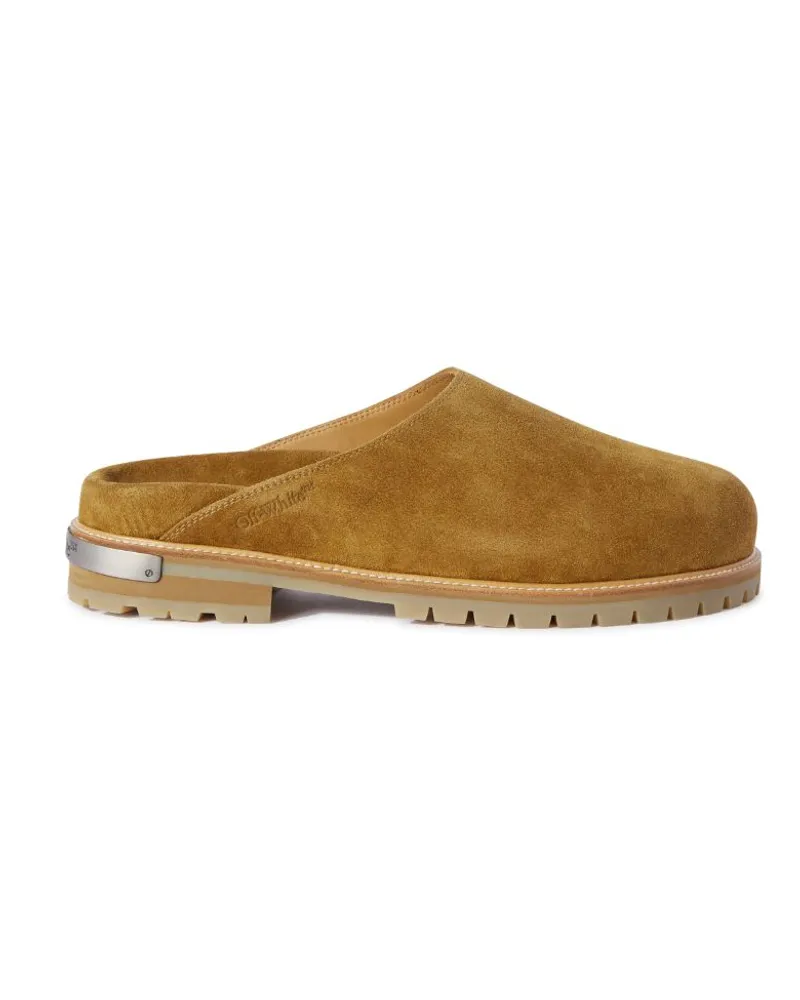 OFF-WHITE Clogs Aus Wildleder Mit Metall Logo Braun