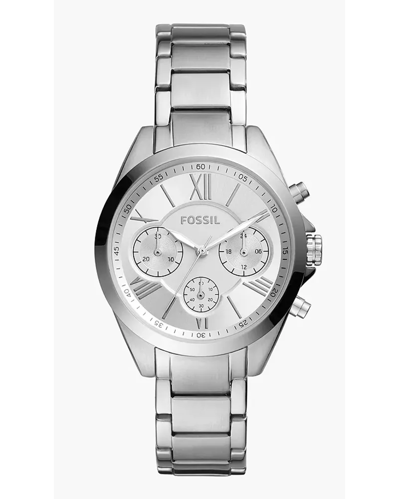 Fossil Damenuhr Modern Courier Midsize Chronograph Edelstahl Silber