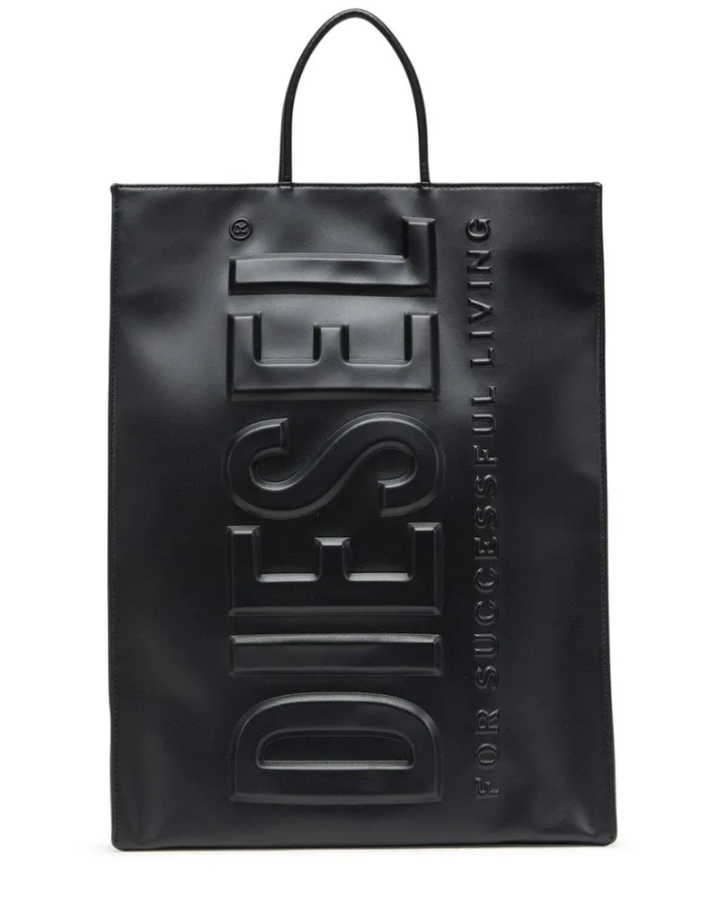 Diesel Dsl 3d L X Shopper Mit Logo PräGung Schwarz
