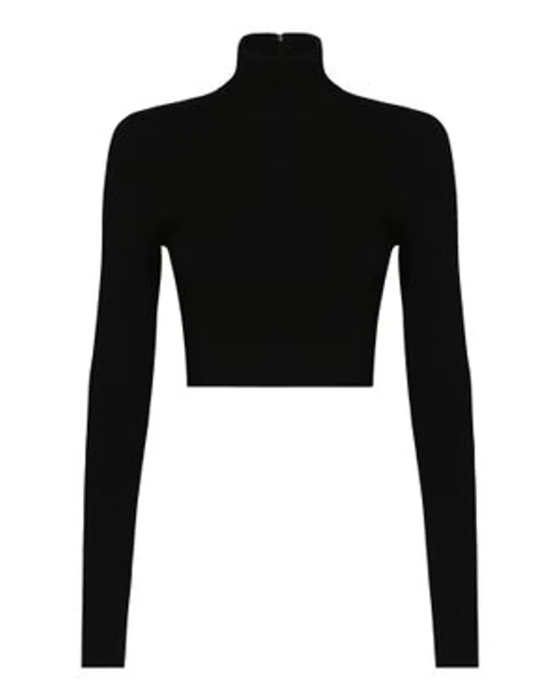 Dolce & Gabbana Crop Top Mit Rollkragen Black