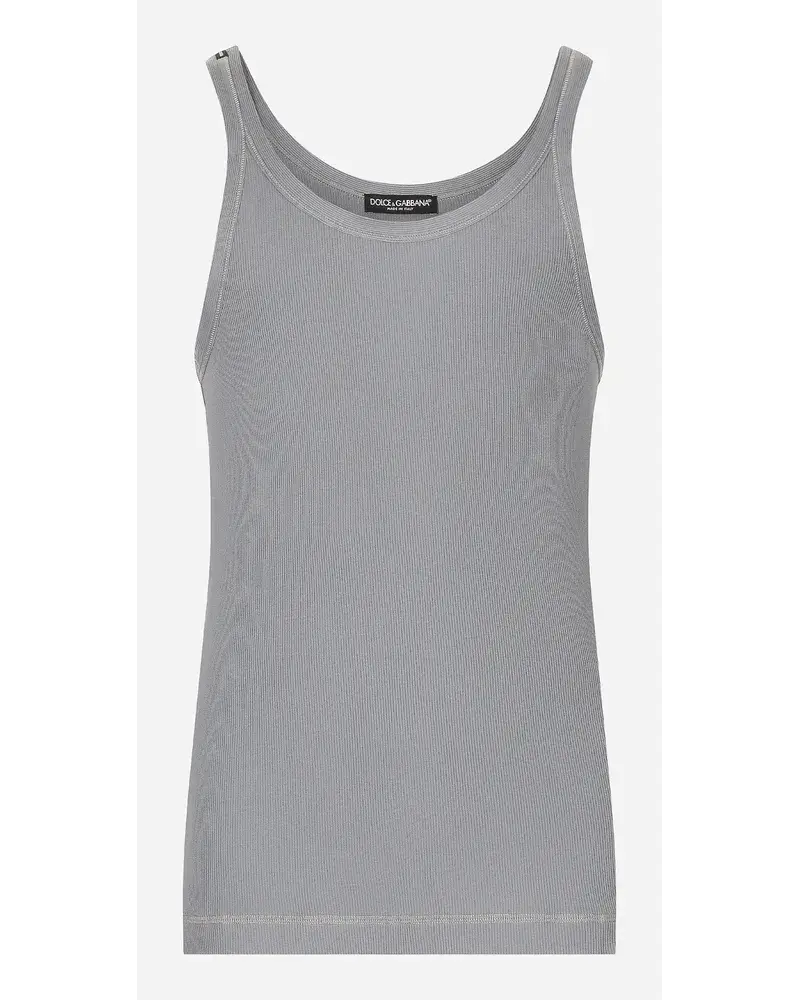 Dolce & Gabbana Geripptes Tanktop Aus Baumwolle Grau