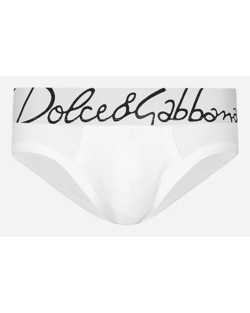 Dolce & Gabbana Midi Slip Baumwollstretch Weiss