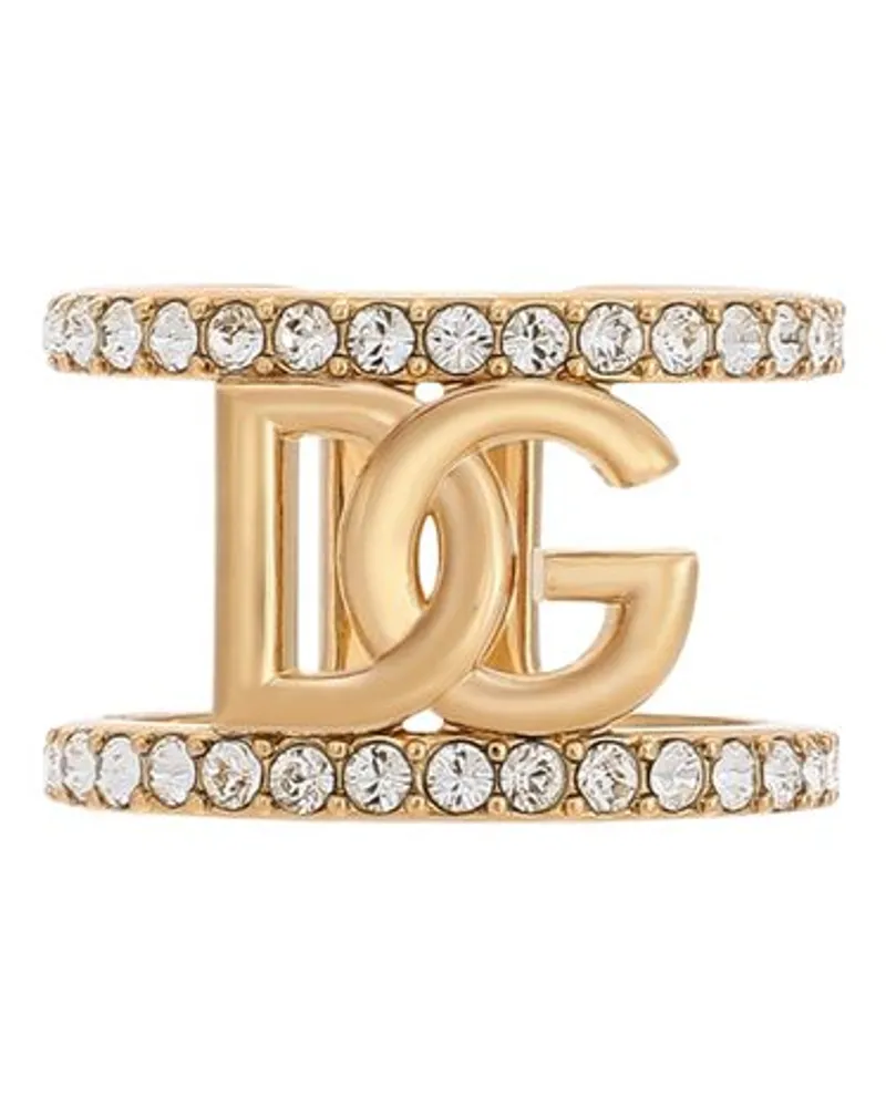 Dolce & Gabbana Offener Ring Mit Strasssteinen Gold