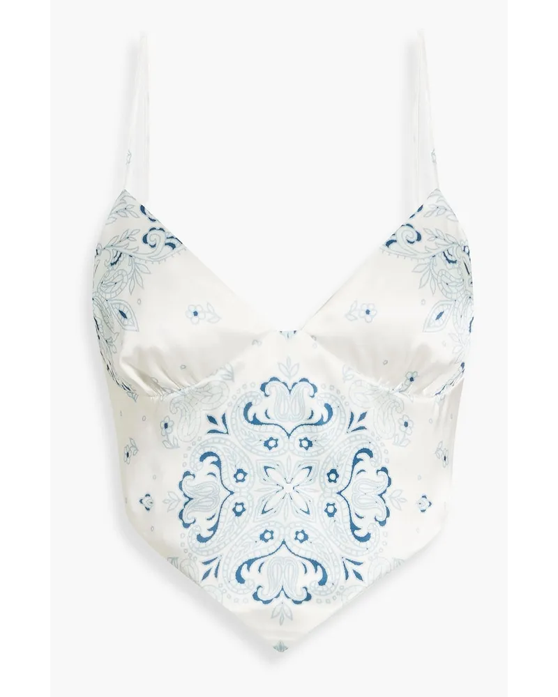 CAMI NYC Electra Cropped Top Aus GläNzendem Seiden Twill Mit Paisley Print Blau