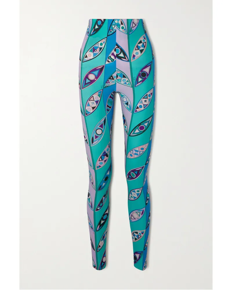 Emilio Pucci Bedruckte Stretch Leggings Blau