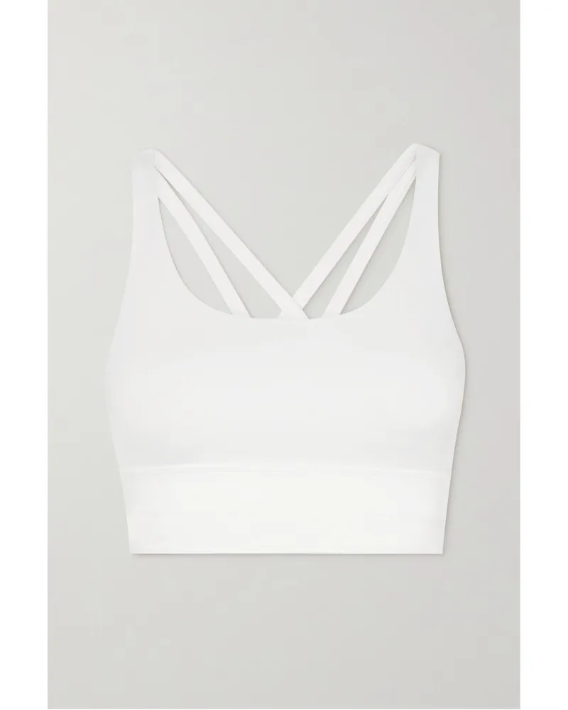LULULEMON Energy Sport Bh Aus Geripptem Stretch Material Weiß