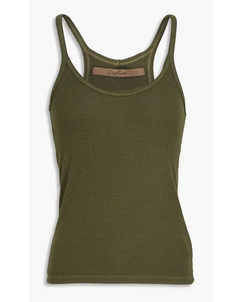 Enza Costa Tanktop Aus Geripptem Jersey GrüN