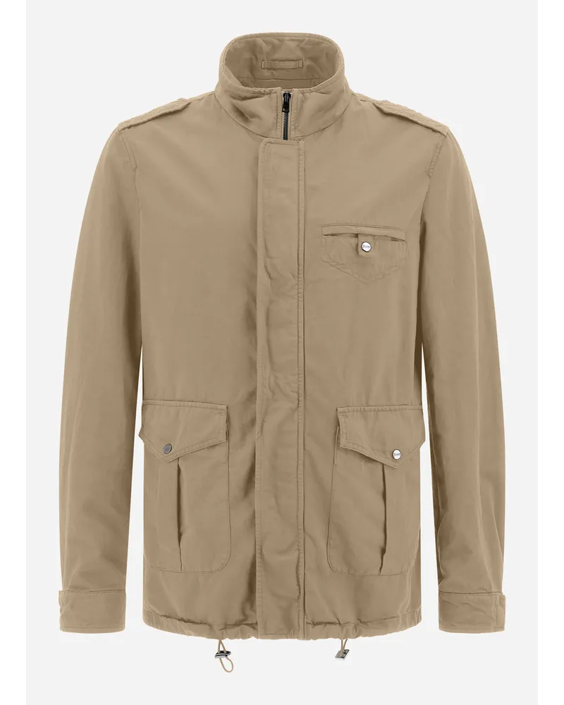 Herno Feldjacke Aus StüCkgefäRbtem Leinen Und Baumwolle Camel