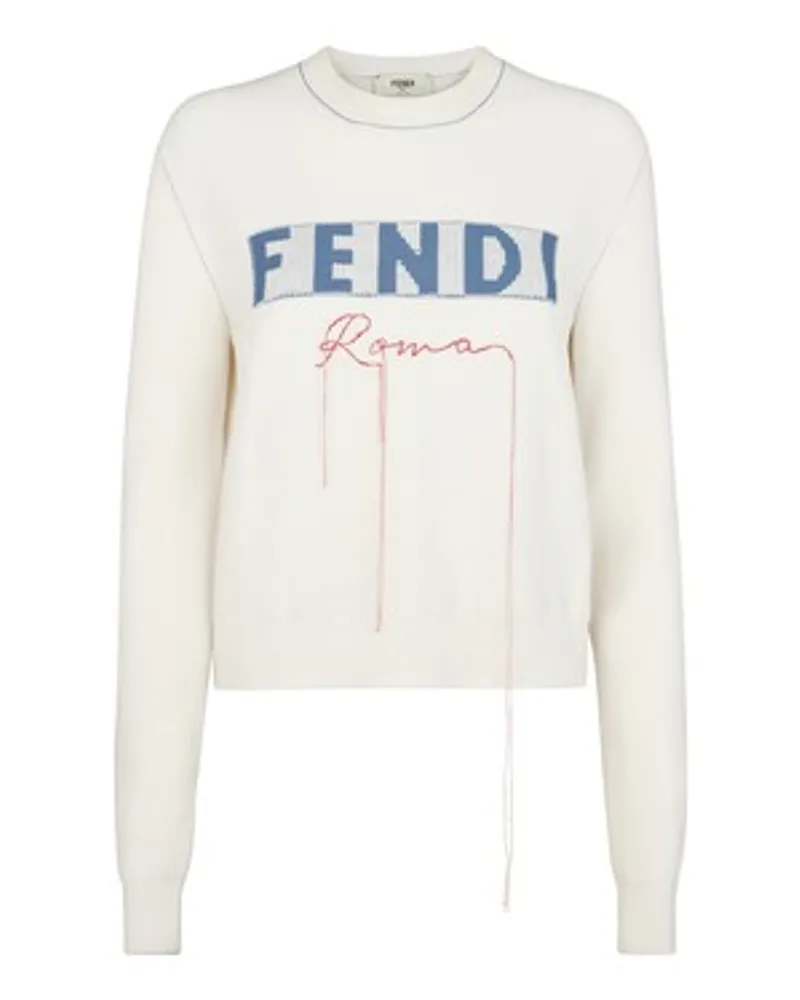 Fendi Weicher Rundhalspullover White