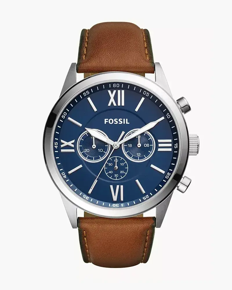 Fossil Herrenuhr Flynn Chronograph Leder Braun