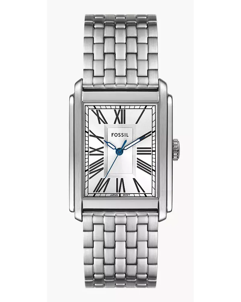 Fossil Uhr Carraway 3 Zeiger Werk Edelstahl Silber