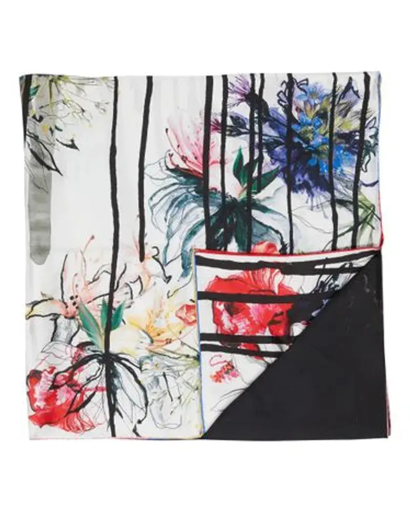 Alexander McQueen Foulard Mit Blumen Und Farbeffekt Print White