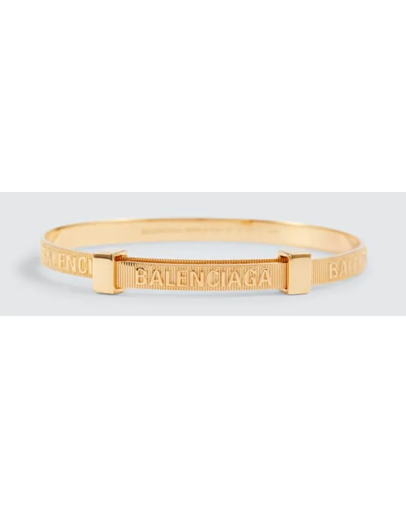 Balenciaga Gepraegtes Armband Force Striped Aus Silber Gold